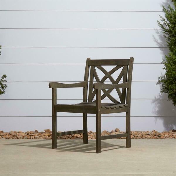 Gfancy Fixtures 34 x 24 x 24 in. Distressed Gray Patio Armchair with Decorative Back GF3094983